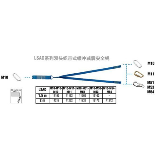 达克泰LSAD双头织带式缓冲减震安全绳